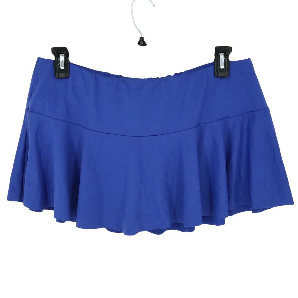 Chaps Swim Bottoms Plus Size 16W Blue Ruffle Skirt Lined Shorts Elastic Waist